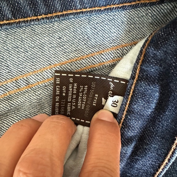 7 For All Mankind Jeans Women 30 Blue Denim Boy Cut Button Fly Bootcut Faded - Picture 2 of 8